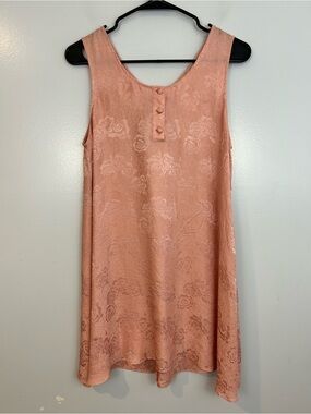 Silx by August Silk 100% Silk Pink Rose Floral Sleevless Nigthgown Mini Medium
